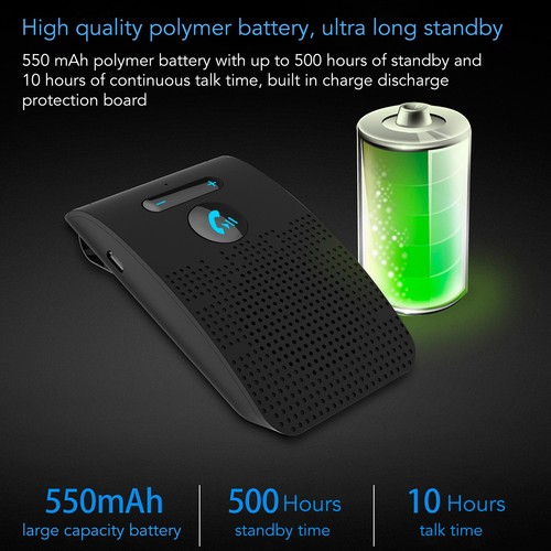 Car Speakerphone 5.0 In Car Speakerphone With Visor Clip Wireless Sun Visor - Zdjęcie 4 z 12