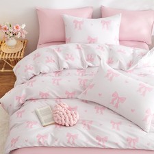 Bow Bedding Duvet Cover King 3Pcs Pink Heart Bedding Set for Girls Kids,Cute ...