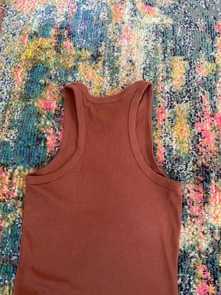 Chocolate Brown Ribbed T Shirt Vest From Peacocks Size 10 - Image 2 of 3