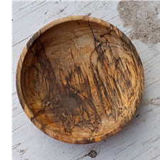 Handmade Spalted Wood Turned Bowl, Maker Signed, Natural Wood Grain