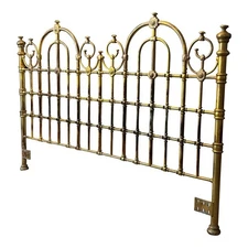 Italian Hollywood Regency Gold Gilt Iron King Headboard