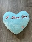 Plush Heart Throw Pillow Light Blue Light Up - I Love you (Battery Not Included)