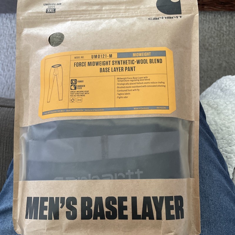 NEW Carhartt Men’s 3XL Black Base Layer Midweight Utility Leggings SEALED PKG