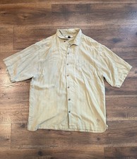 Tommy Bahama Men's XL 100 Silk Short Sleeve Button-Up Shirt Beige Lightweight