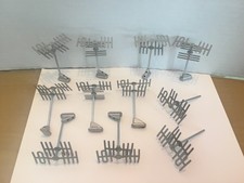 Vintage 60’s Dollhouse Metal TV Roof Antennas (11)…9 with Roof Mounts ….Taiwan
