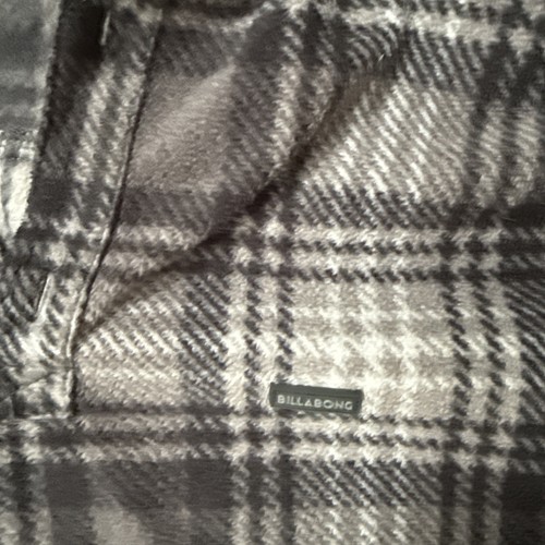 BILLABONG Fleece Hoodie Pullover Adult Plaid Gray Hooded Sweatshirt Men's 2XL - Picture 5 of 14