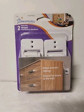Dreambaby Heavy Duty Hinged Furniture Anchors   2 Pack   Baby Safety Anti-Tip