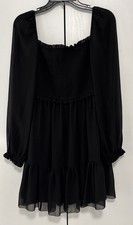 Wilfred Small Tiered Fairy Whimsical Little Black Dress Holiday Smocked Sheer