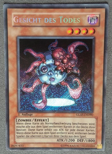Yugioh Karte Gesicht des Todes Secret Rare 1. Auflage Oldschool GLAS-DE090 - Bild 4 von 11