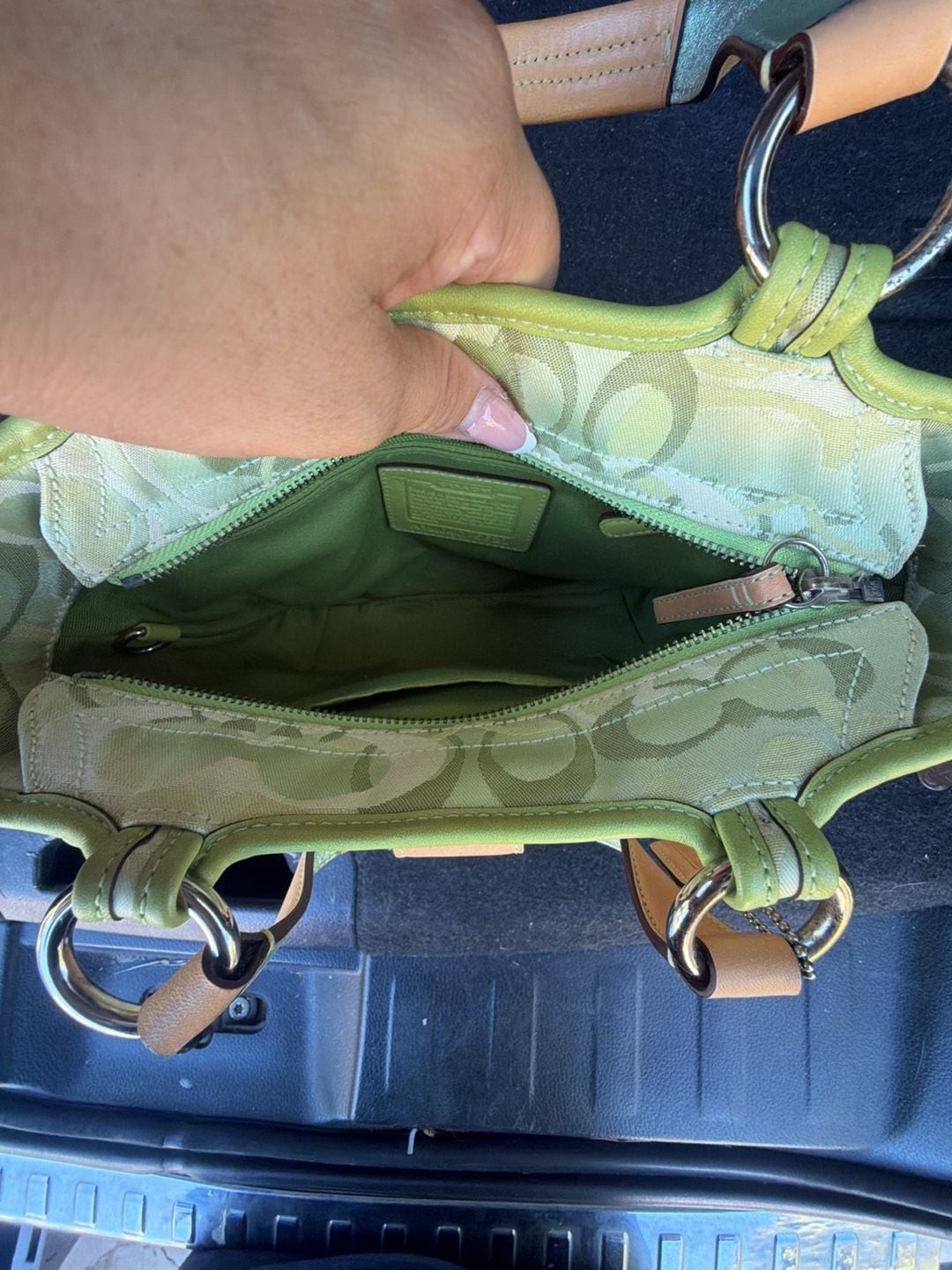 Coach Soho Signature Optic Green Ladybug Monogram Hob… - Gem