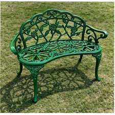2 Seater Cast Metal Garden Bench Outdoor Patio Chair Park Seat Decorative UK
