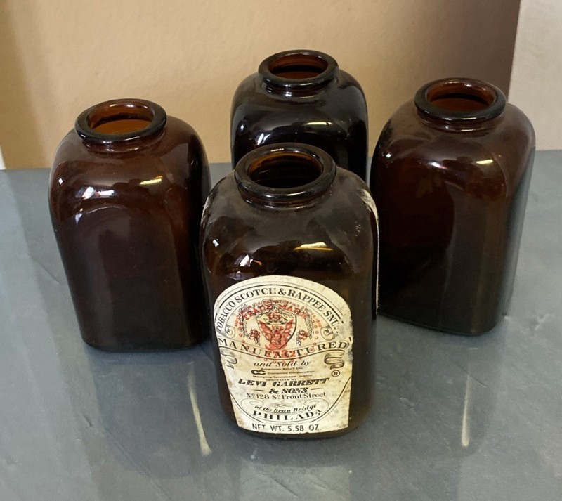 Snuff Jars Levi Garrett & Sons Tobacco Scotch & Rappee Vintage Set Of 4 See Pics