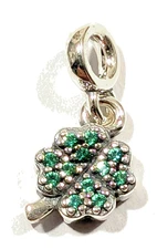 Authentic Pandora Charm, ME My Four Leaf Clover Dangle, #798974C01, Silver, CZ