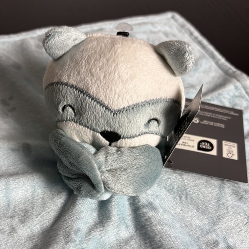 NWT Gerber Modern Moments Raccoon Plush Security Blanket Baby Lovey Blue White - Picture 3 of 6