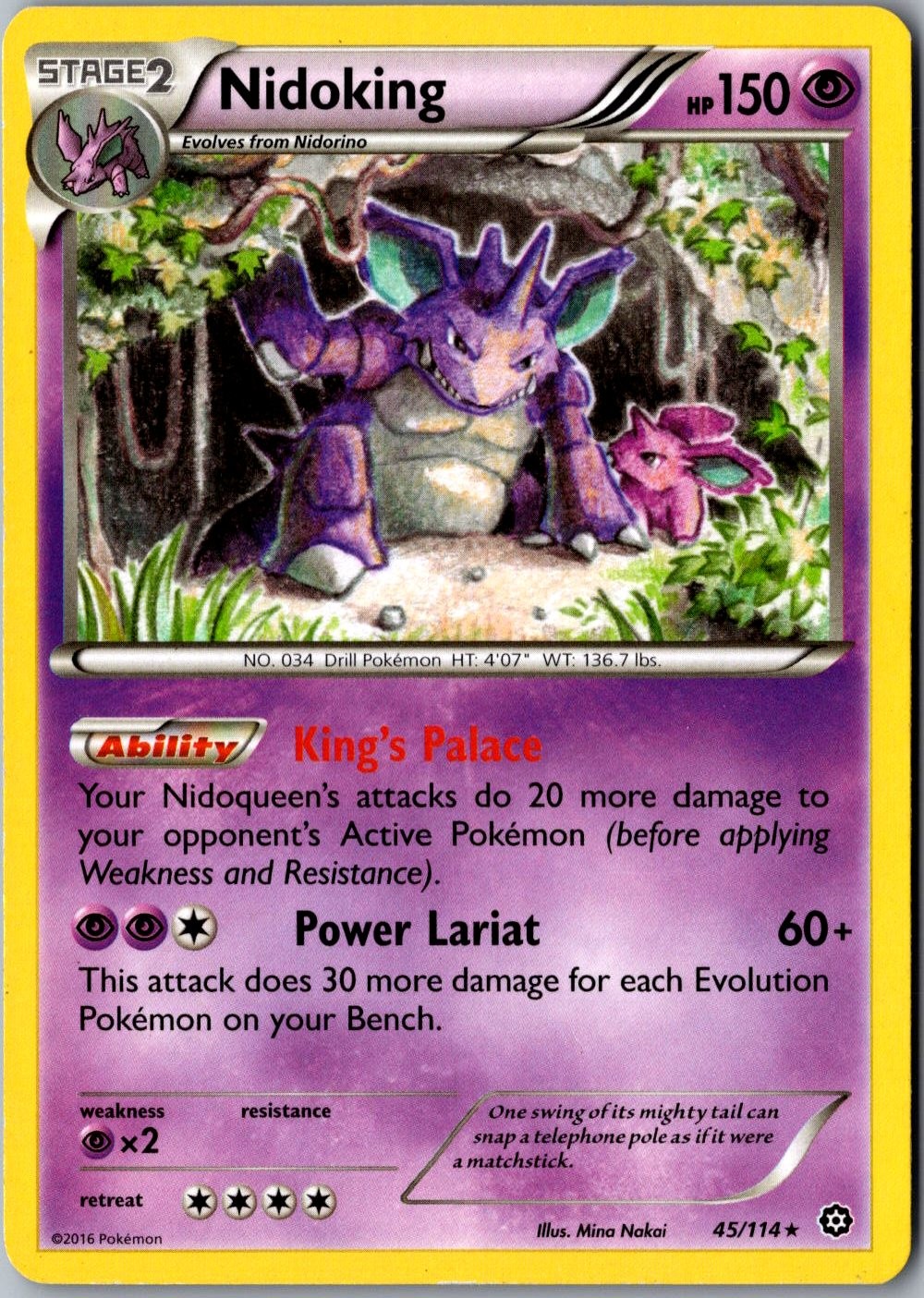 Nidoking 45/114 Pokemon Card LP Rare XY - Steam Siege
