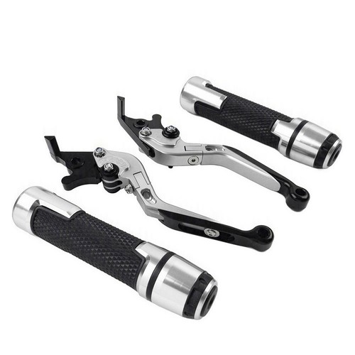 Silver Brake Clutch Levers Handlebar Grips Sets For Yamaha TMAX500 TMAX560/530 - Picture 7 of 10