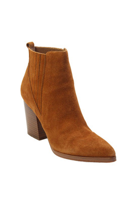 MARC FISHER LTD Womens Leather Pointed Toe Heeled Ankle Boots Brown Size 7