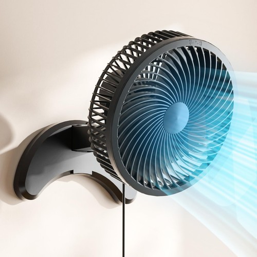 8'' Wall Mount Fan, Quiet Small Wall Fan with Timer, 8.2ft Wired Remote, 80° ...