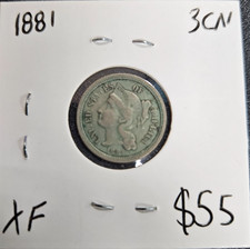 1881 Three Cent Nickel - US - Coin - Extremely Fine  - XF