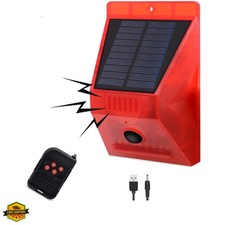 Solar Outdoor Motion Sensor Alarm-129db Loud Siren Lamp Noise Maker, 4 Workin...