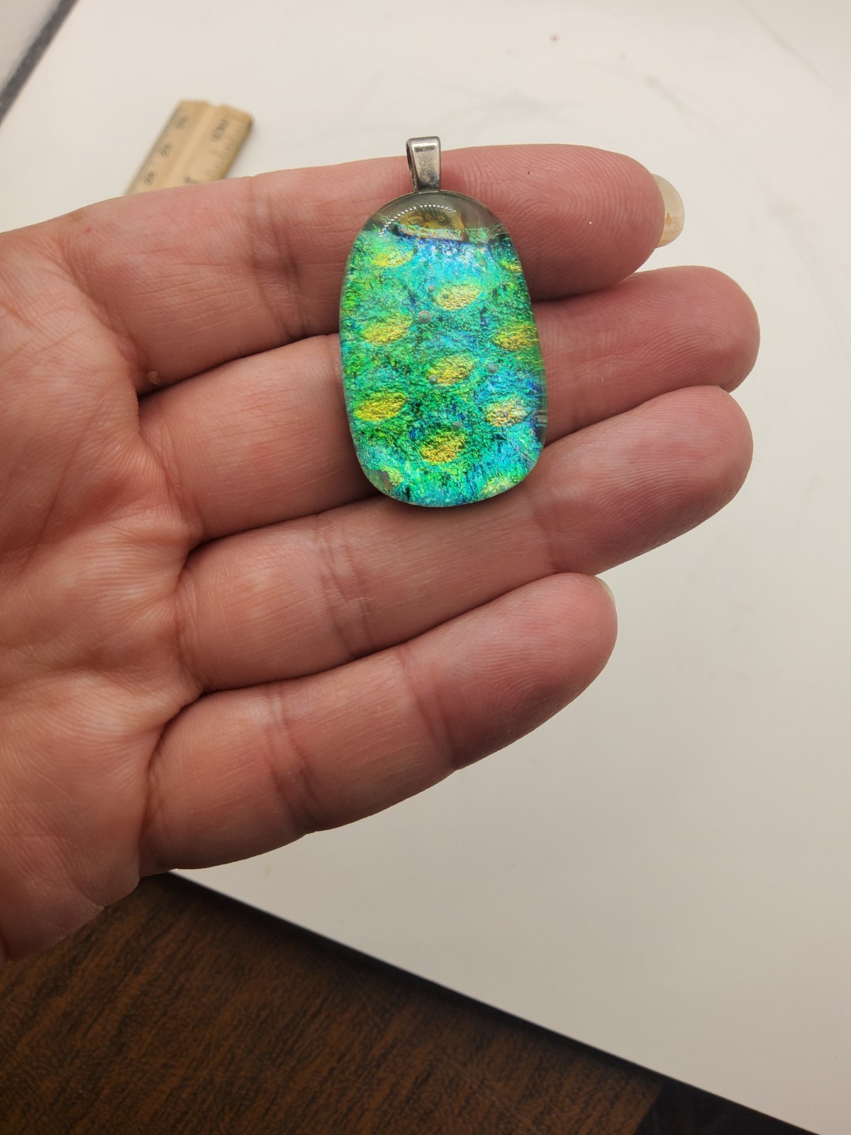 Rectangular Blue Green Yellow Dichroic Pendant - image 2