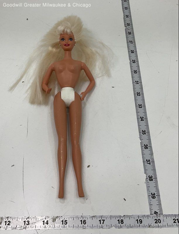 Mattel Brown Blonde Nude Straight Arm Barbie Doll Plastic Vintage Toy 11.5