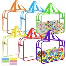 6 Packs Toy Storage Bags with Labels, Reusable Clear PVC Board Large Multicolor