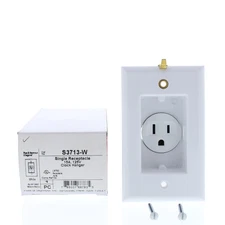 Pass and Seymour S3713-W 15A White Clock Hanger Recessed Outlet Receptacle 5-15R