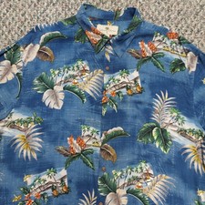 Island Shores Hawaiian Short Sleeve Shirt Men's XL Beach Palm Tree 100 Rayon