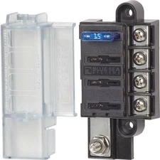 5045 ST Blade Fuse Block Compact 4-Circuit with Cover, 100 Amps