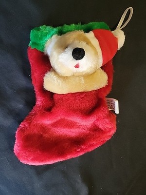 Rare And HTF Polly Gaz Stocking 8'' Plush Bear Red Vintage VG