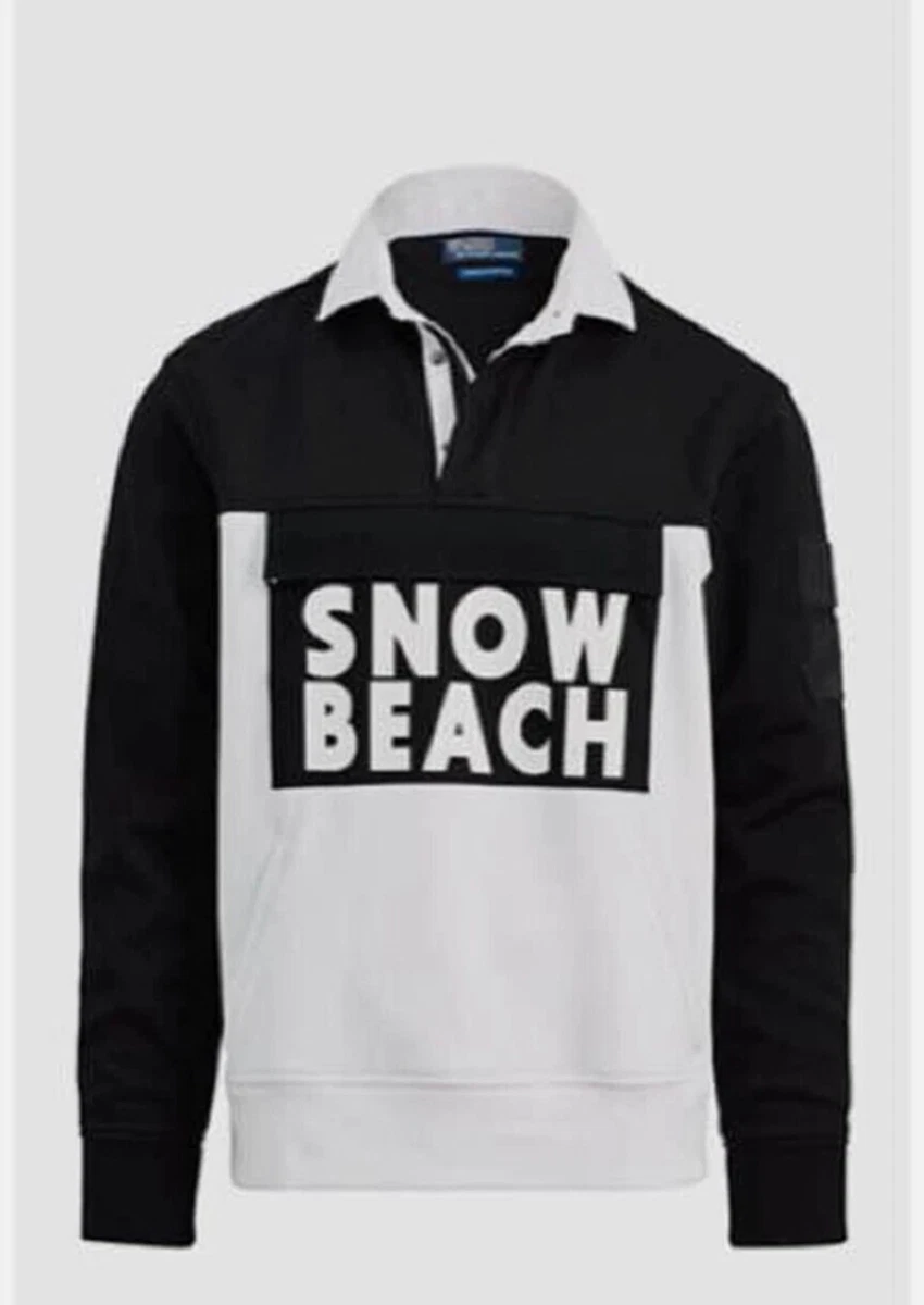 Polo Ralph Lauren Snow Beach Cold Wave Knit Tech Rugby sz L Black