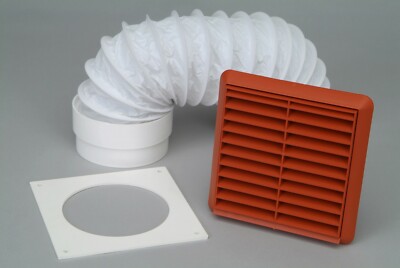 Wandentlüfter PVC Set Wäschetrockner Dunstabzug terrakotta festes Gitter 4'' 100 mm