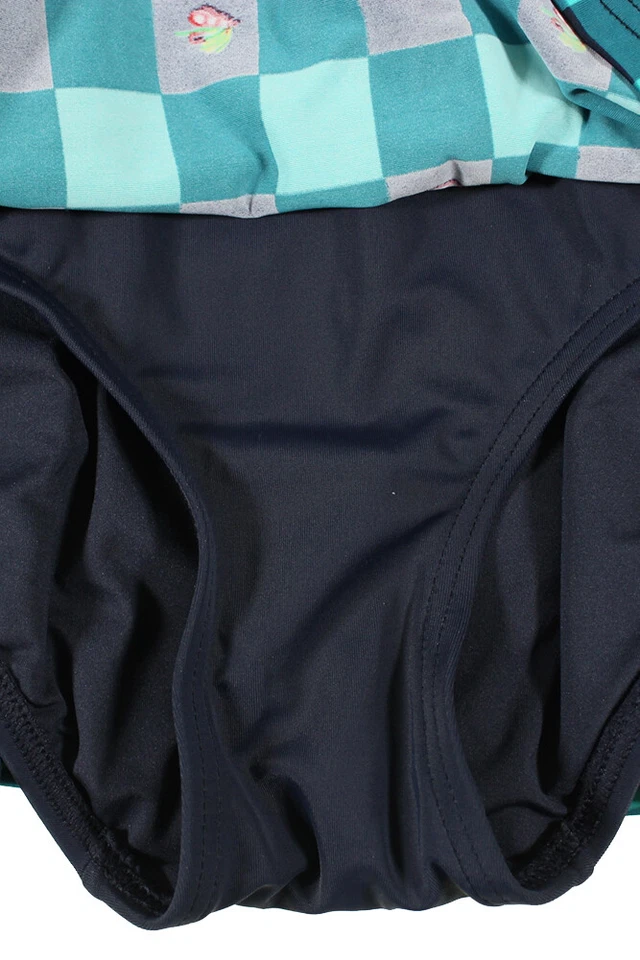 Tommy Hilfiger Navy Aqua Core Gingham Bandeau Swimdress 4 - Image 3 of 3