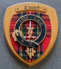 CLAN CREST BADGE OF EWART WALL PLAQUE SHIELD.HANDMADE IN SCOTLAND.EXCELLENT