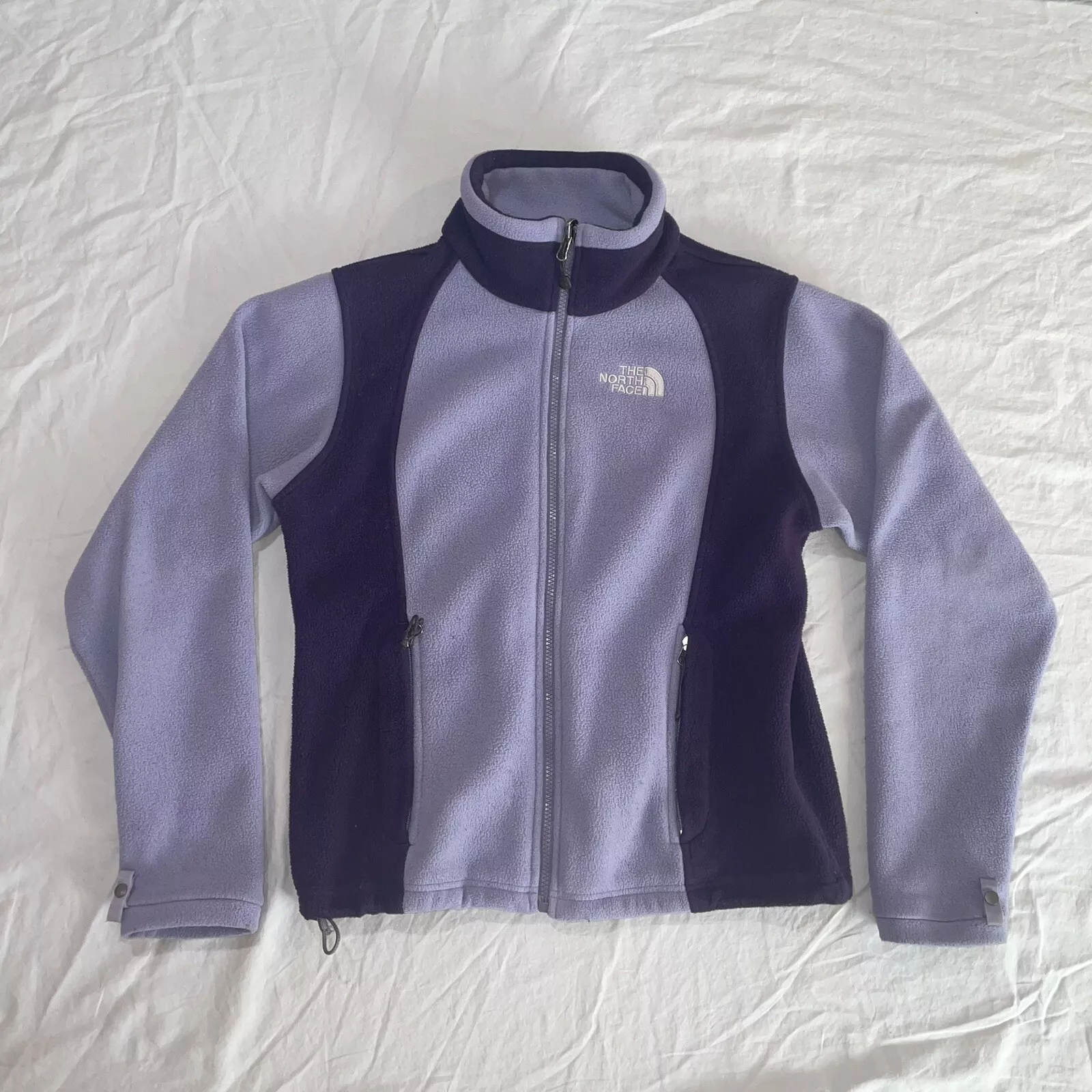 north-face colorblock full zip fleece jacket