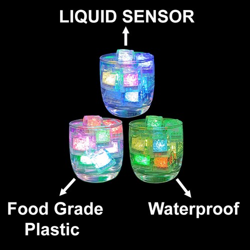 120Pcs Multi Color Flash LED Ice Cube Water-Activated Flashing Blinking Glowing - Picture 7 of 8