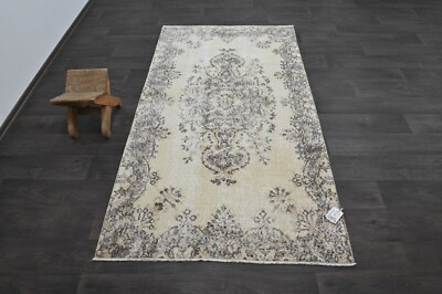 Oushak Turkish Vintage Rug 4x7 Kilim Rug Anatolian Handmade Boho Decor BEIGE