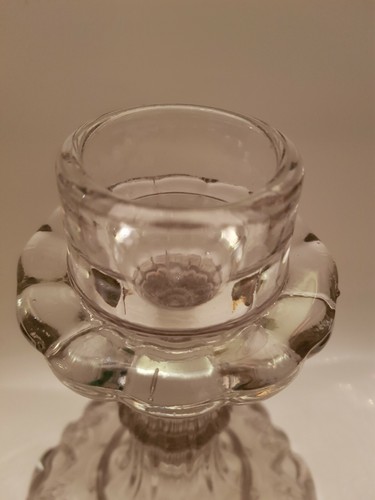 Vintage Large Fat Glass Candle Stick Holder Clear Thick Heavy Glass (A7) - Picture 4 of 12