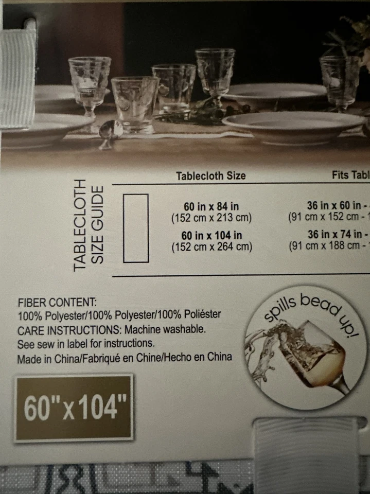 Cedarlane  Water Resistant Easy Care Square 60x104 Inch’s Tablecloth - Image 4 of 4