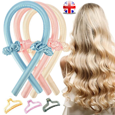UK Silk Ribbon Hair Curlers Heatless Curling Rod Headband Wave Formers for  Lazy UK