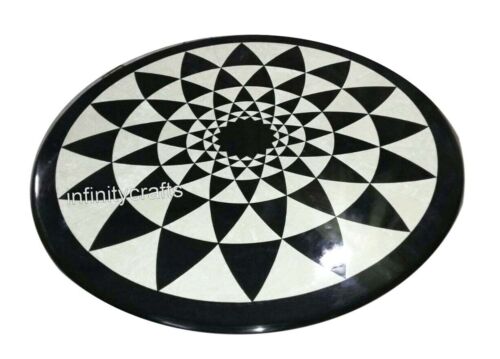 Black Marble Party Center Table Top Antique Art Inlay Work Coffee Table for Home - Afbeelding 1 van 4