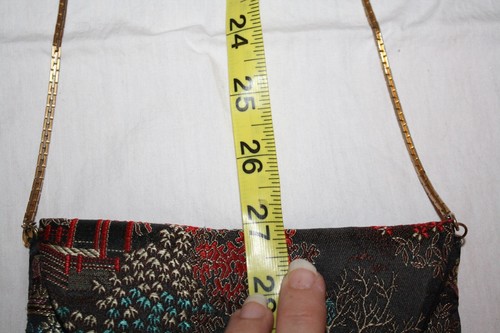 Maßgefertigte Vintage handgefertigte chinesische Seide asiatischer Umschlag Handtasche mit 56" VENDOME Goldkette - Bild 9 von 12