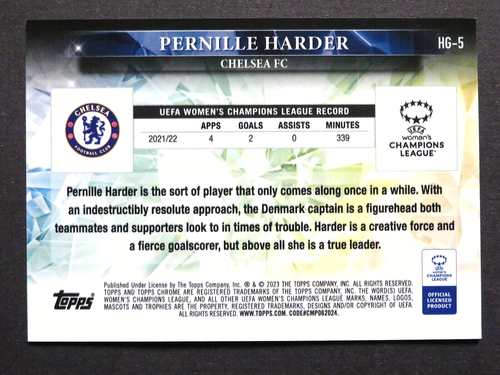2022/23 Topps Chrome UEFA Women's Soccer Pernille Harder Hidden Gems Card SSP!! - Picture 2 of 2