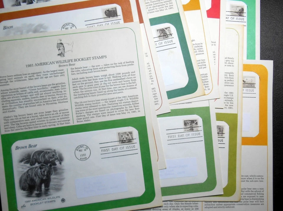 1981 WILDLIFE 18c Sc 1880-1889 set 10 FDC con información completa páginas PCS animales Foto 3 de 4