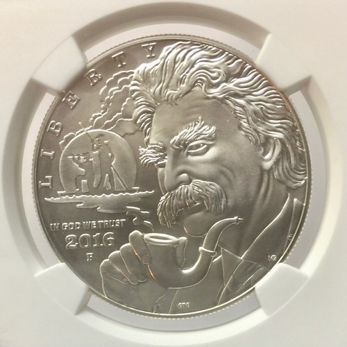 2016-P Mark Twain Silver Dollar Long Beach Releases NGC MS-70 Miles Standish - Picture 3 of 4