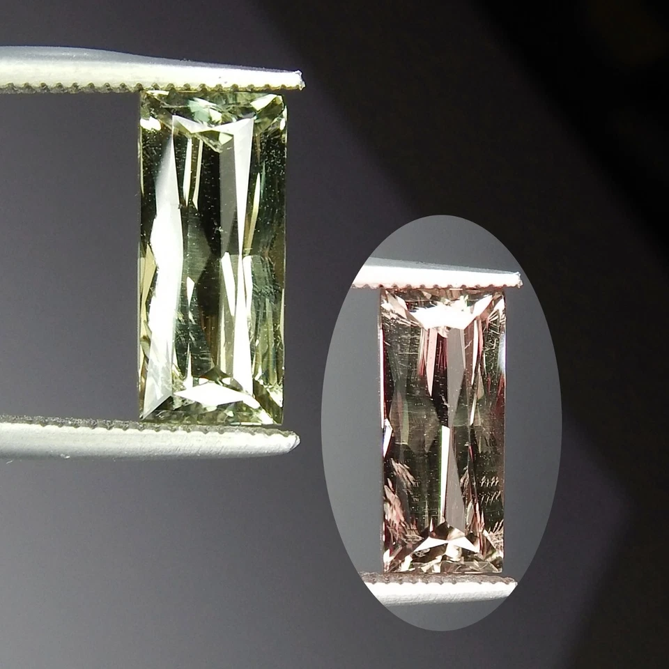 MEJOR 4ct Verde Rojo Cambio de Color Diáspora Natural Minado Sin Calentar Baguette Pavo Foto 2 de 4