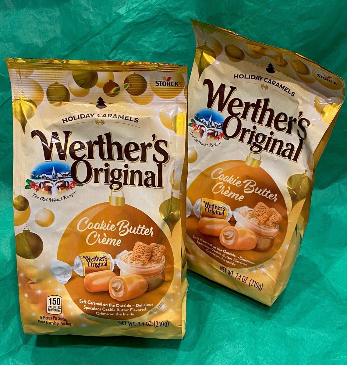 2 Large Bags NEW Werther&rsquo;s COOKIE BUTTER CREME Chewy Caramel Candy 