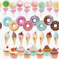 Sweet Treats Party Pack: 32 Pcs Candy Decorations - Ice Cream, Donuts, Lollipops