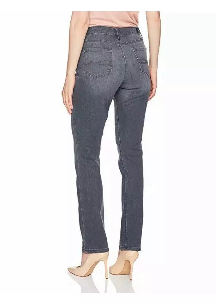 LEE Women's Fit Rebound Slim Straight Jeans Spade 16 M 36 X 31 Gray Stretch New